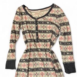 Victoria's Secret Black and Cream Patterned sleepwear dress